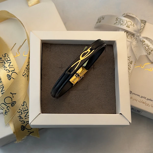 تصویر دوم دستبند طلا زنانه چرم بینهایت L113